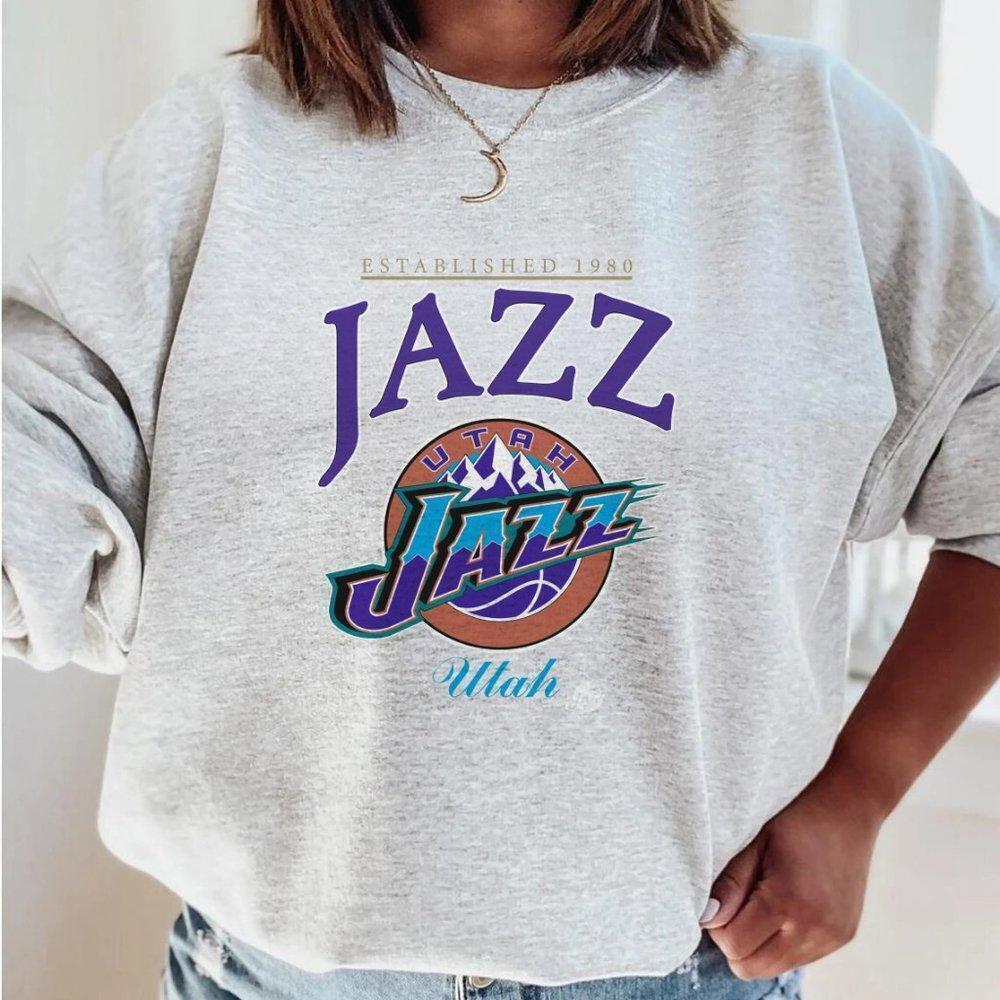 Utah Jazz Basketball 1980 Retro Sports Graphic Crewneck Sweatshirt